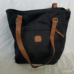 Bric's Black Sportina Travel Tote Cognac Leather Strap